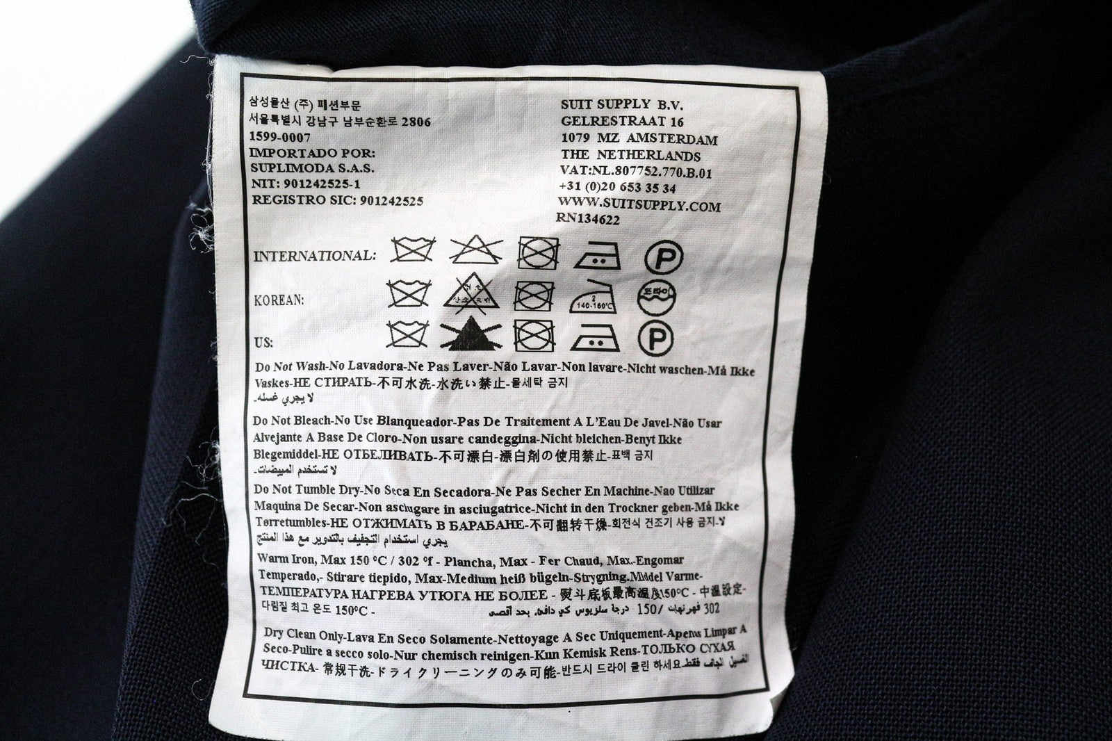 SUITSUPPLY Soho Traveller Men's Pants UK44R Wool Blue Lined Side Adjusters