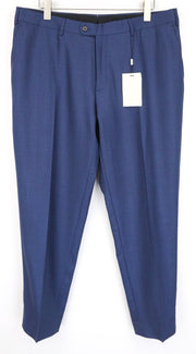 SUITSUPPLY Brescia Men's Trousers UK44R Wool Blue Pleated Lined Classic Fit