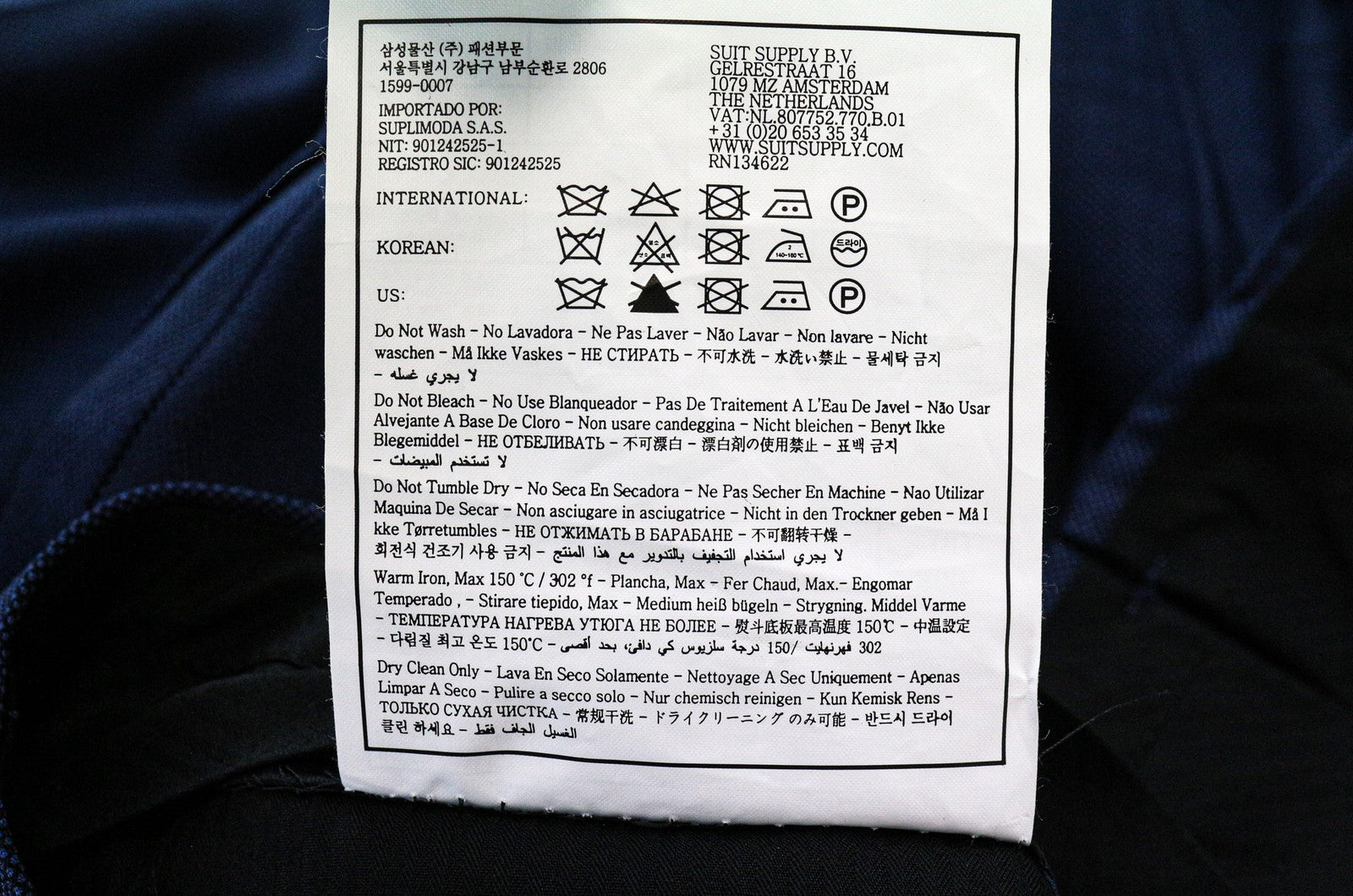 SUITSUPPLY Brescia Men's Trousers UK44R Wool Blue Pleated Lined Classic Fit