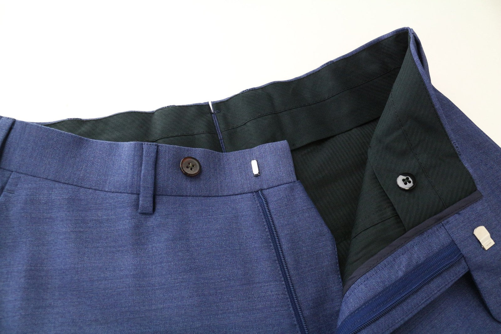 SUITSUPPLY Brescia Men's Pants UK32R Wool Blue Classic Pleated Lined Formal