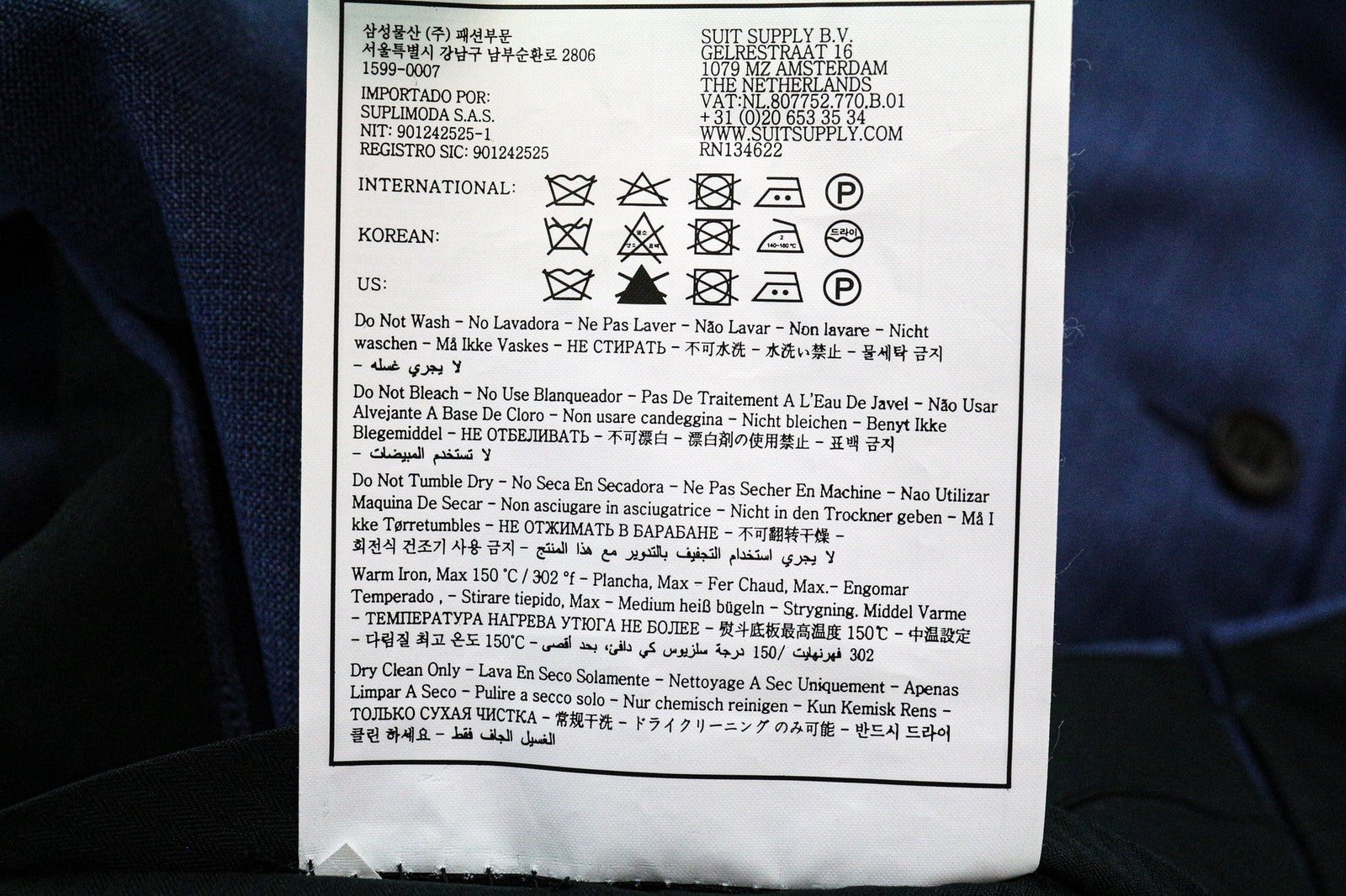 SUITSUPPLY Brescia Men's Pants UK32R Wool Blue Classic Pleated Lined Formal