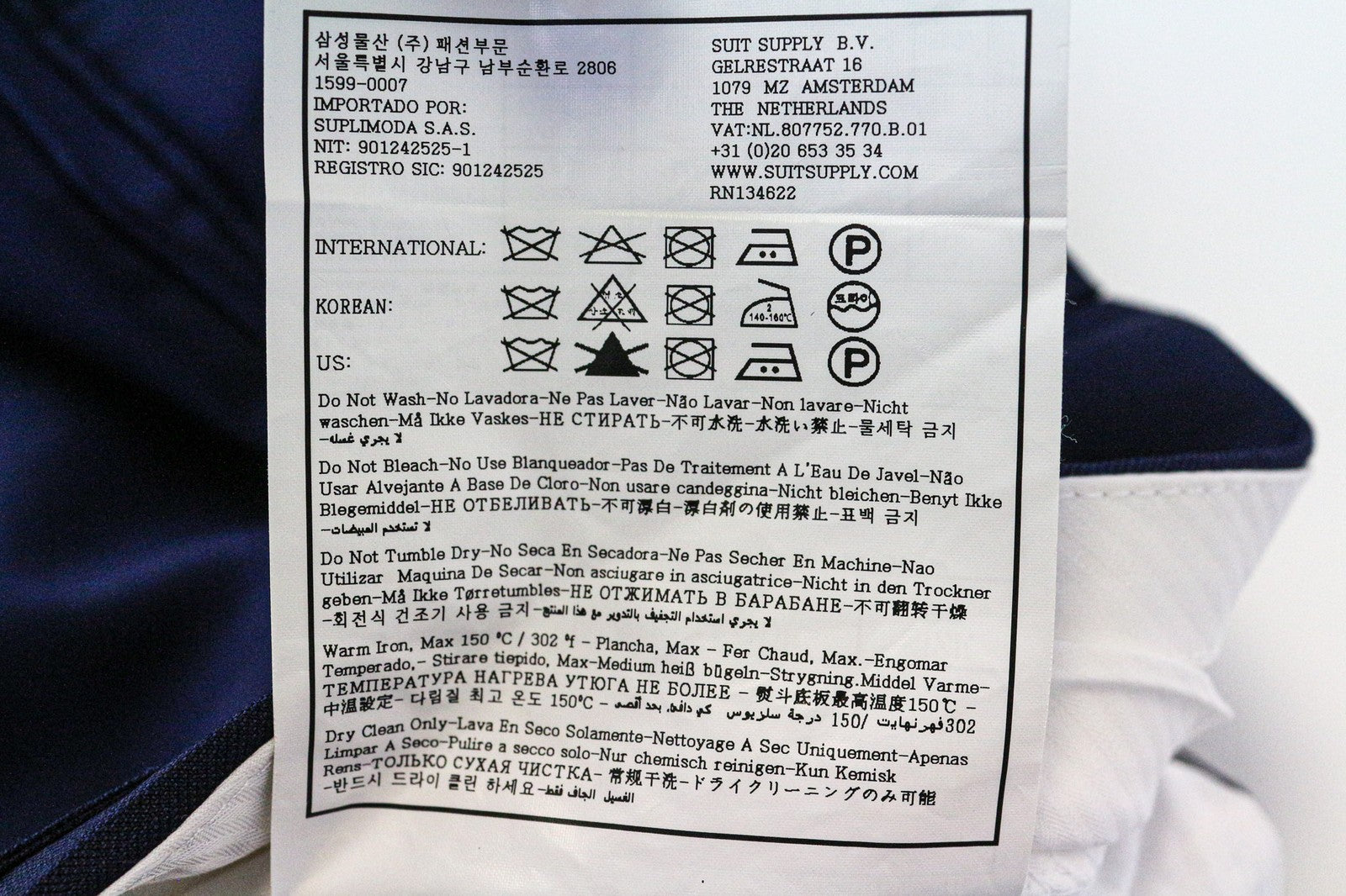 SUITSUPPLY Brescia Men's Trousers UK38S Wool Blue Lined Pleated Classic Cut