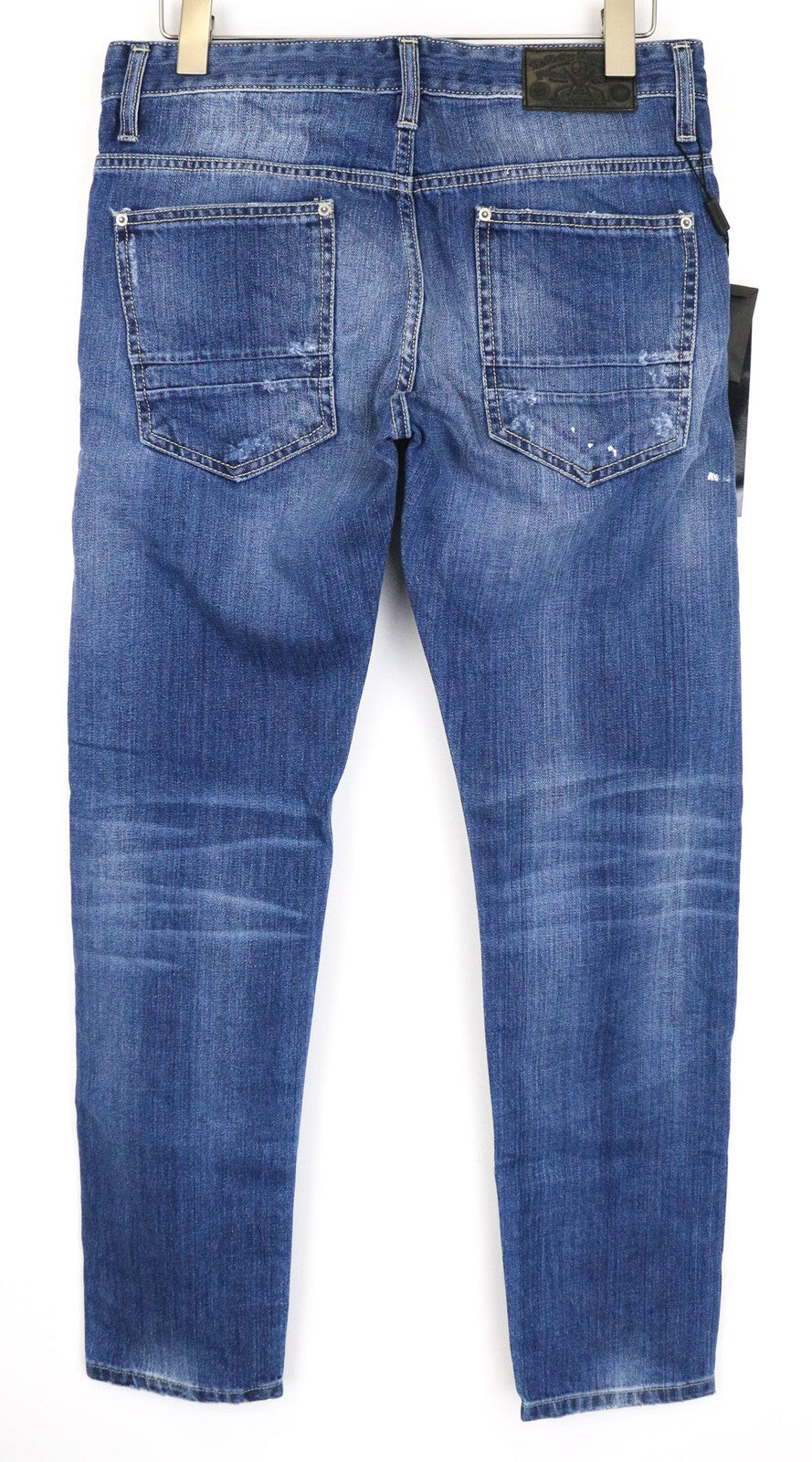 TAKESHY KUROSAWA Men's Jeans W32 Blue Cotton Regular Fit Distressed Faded