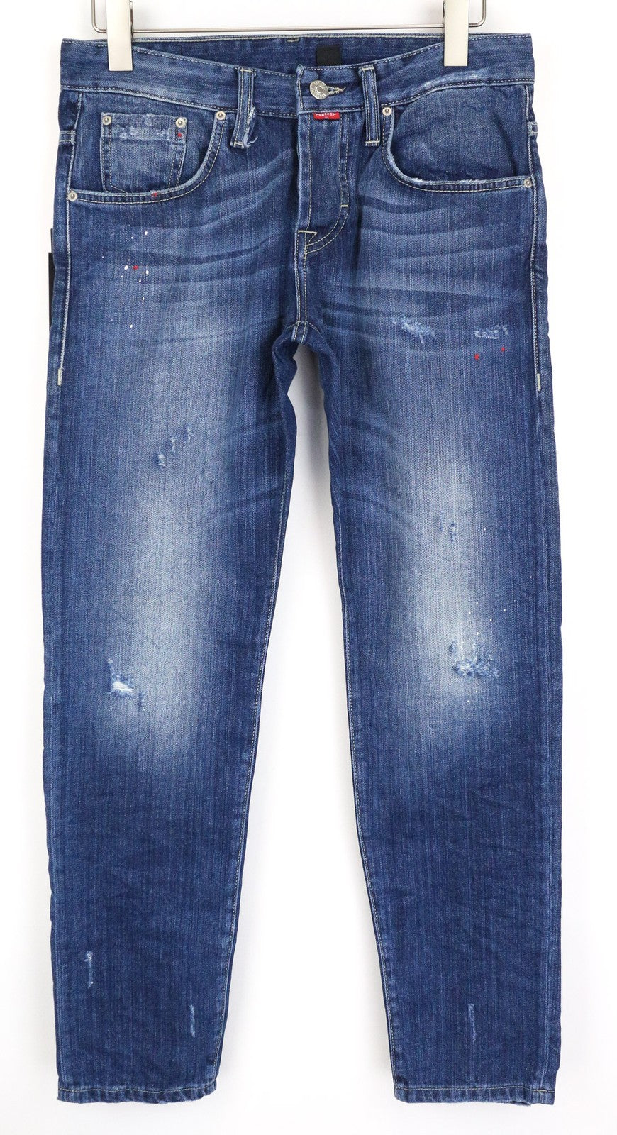 TAKESHY KUROSAWA Men's Jeans W32 Blue Cotton Regular Fit Distressed Washed