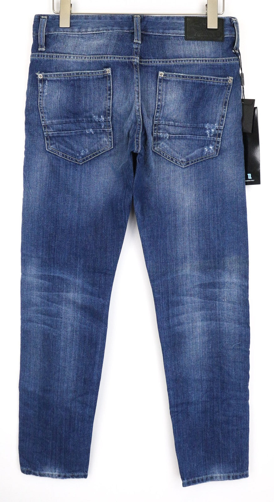 TAKESHY KUROSAWA Men's Jeans W32 Blue Cotton Regular Fit Distressed Washed