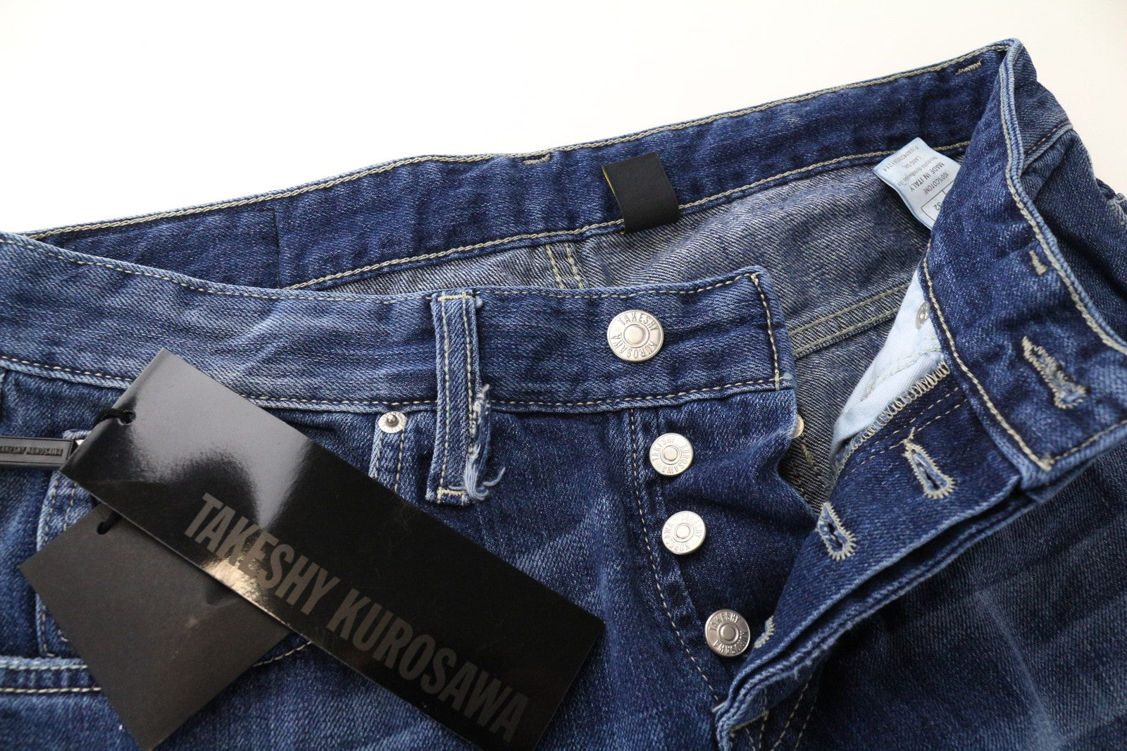 TAKESHY KUROSAWA vyriški džinsai W32 mėlyni medvilniniai, įprasto kirpimo, nusidėvėję, skalbti