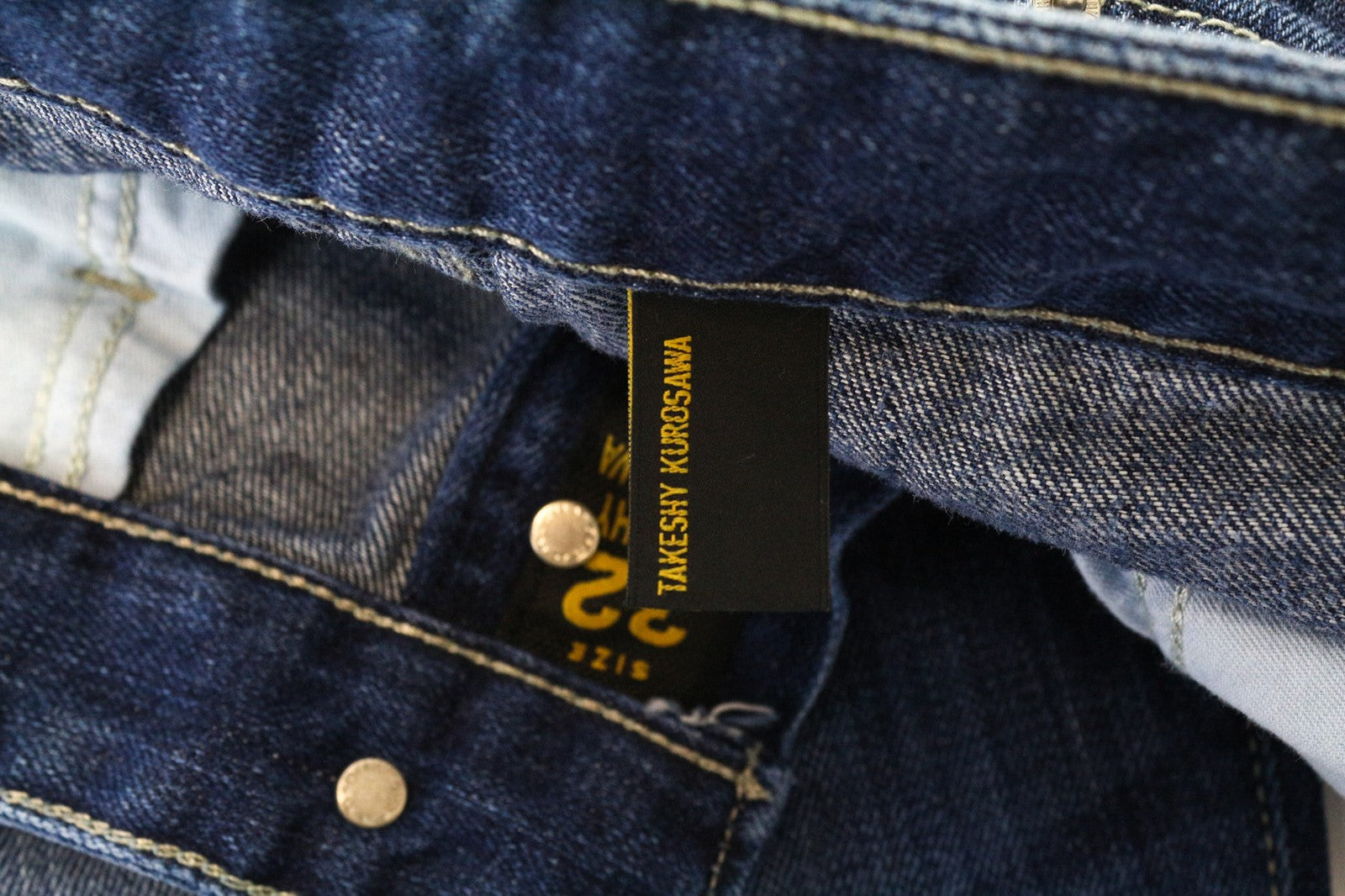 TAKESHY KUROSAWA vyriški džinsai W32 mėlyni medvilniniai, įprasto kirpimo, nusidėvėję, skalbti