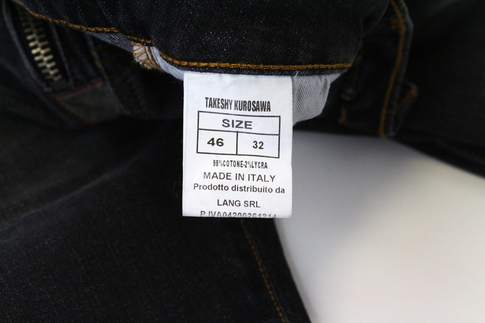 TAKESHY KUROSAWA Men's Jeans W32 Slim Dark Grey Cotton Stretch Painted Washed