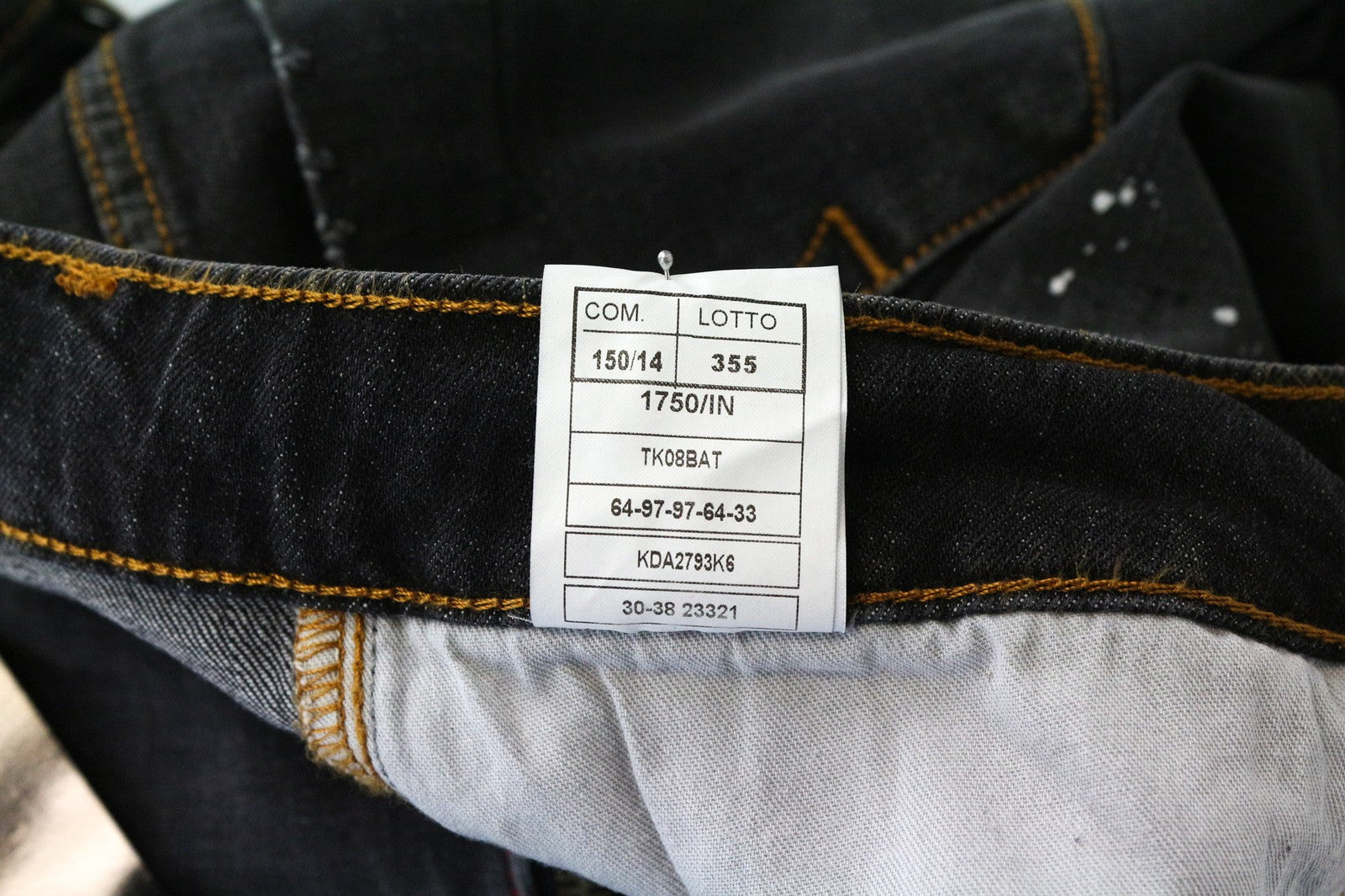 TAKESHY KUROSAWA Men's Jeans W32 Slim Dark Grey Cotton Stretch Painted Washed