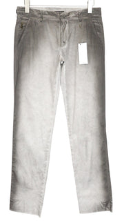 RICHMOND Men's Trousers 48 Grey Cotton Stretch Stained Aged Flat Front Pants