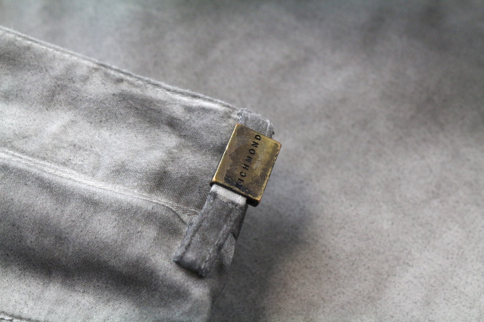 RICHMOND Men's Trousers 48 Grey Cotton Stretch Stained Aged Flat Front Pants