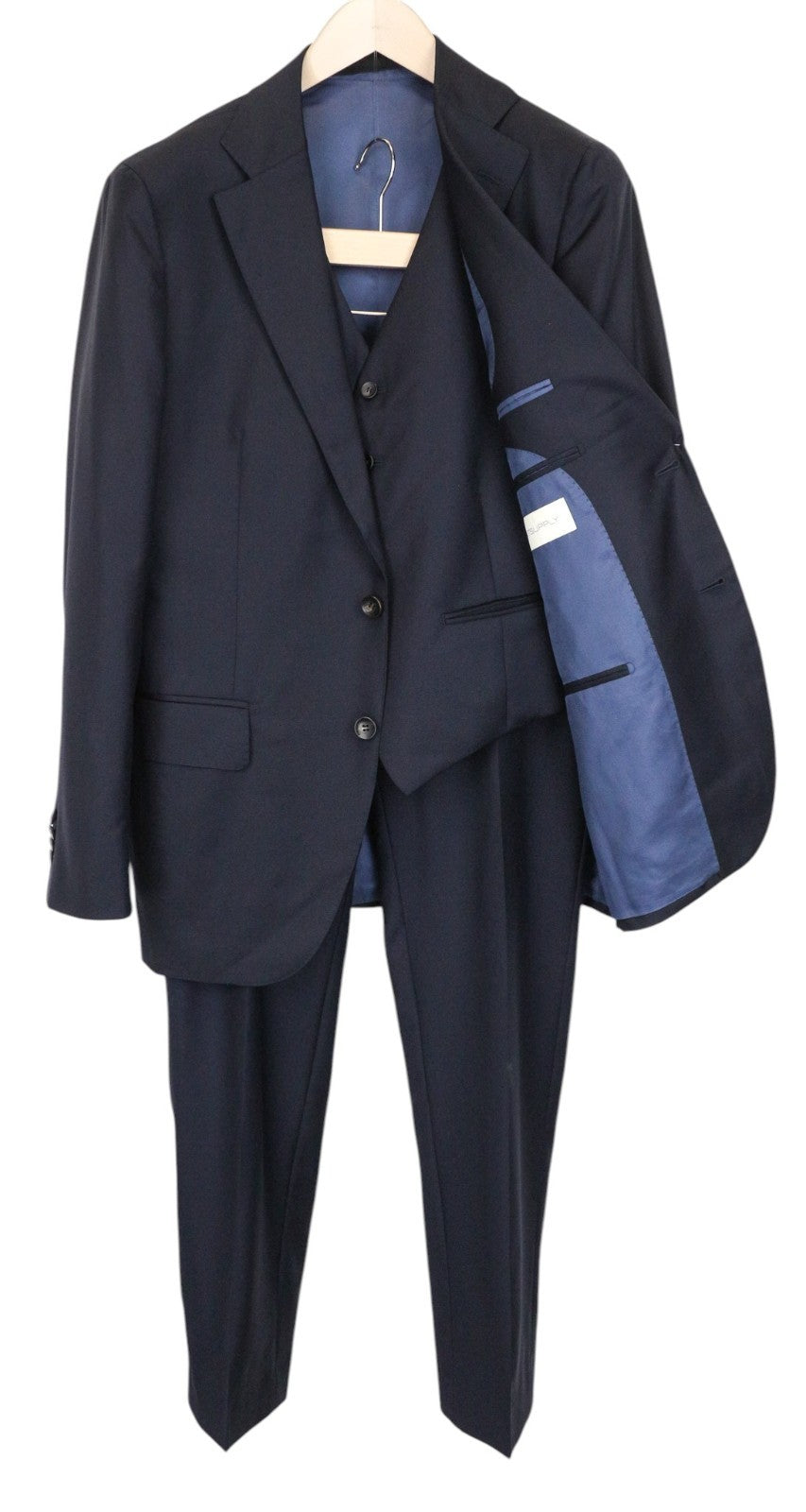 SUITSUPPLY La Spalla Men's Suit UK40R Wool Blue S110s Perennial Slim 3-Piece