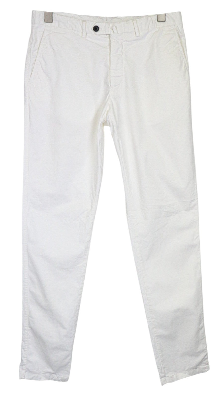 SUITSUPPLY Porto Novo Men's Pants UK32R White Slim Chino Stretch Flat Front