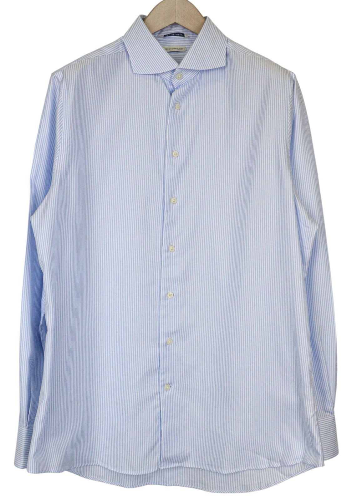 SUITSUPPLY Men's Formal Shirt 43/17 Extra Slim Blue Pure Cotton Striped