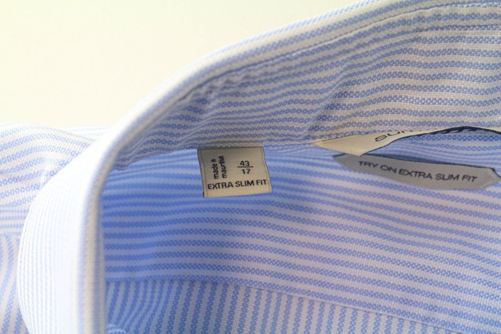 SUITSUPPLY Men's Formal Shirt 43/17 Extra Slim Blue Pure Cotton Striped