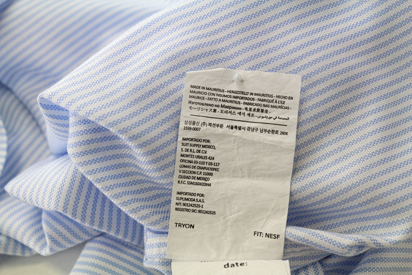 SUITSUPPLY Men's Formal Shirt 43/17 Extra Slim Blue Pure Cotton Striped