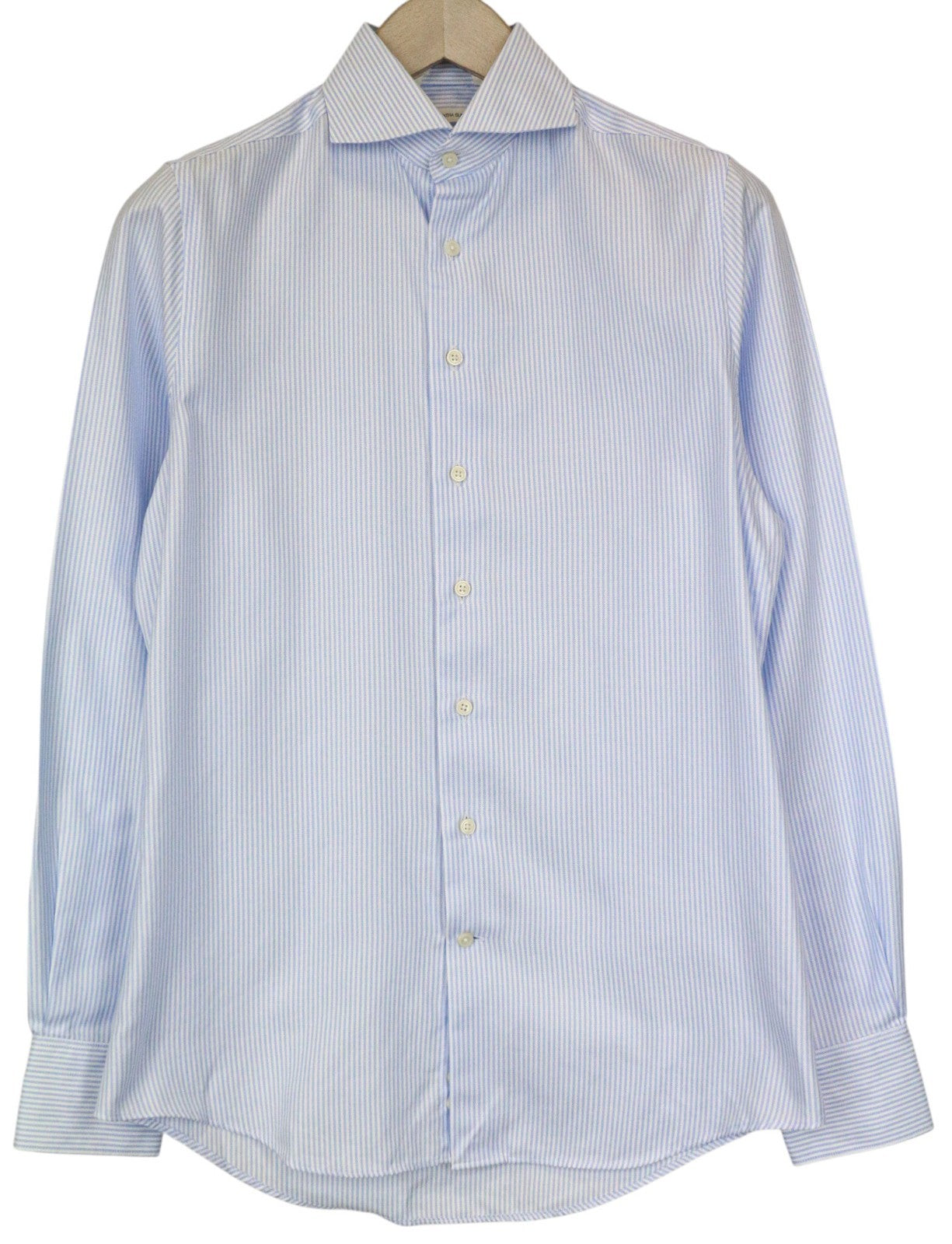 SUITSUPPLY Men's Formal Shirt 37/14.5 Extra Slim Blue Pure Cotton Striped