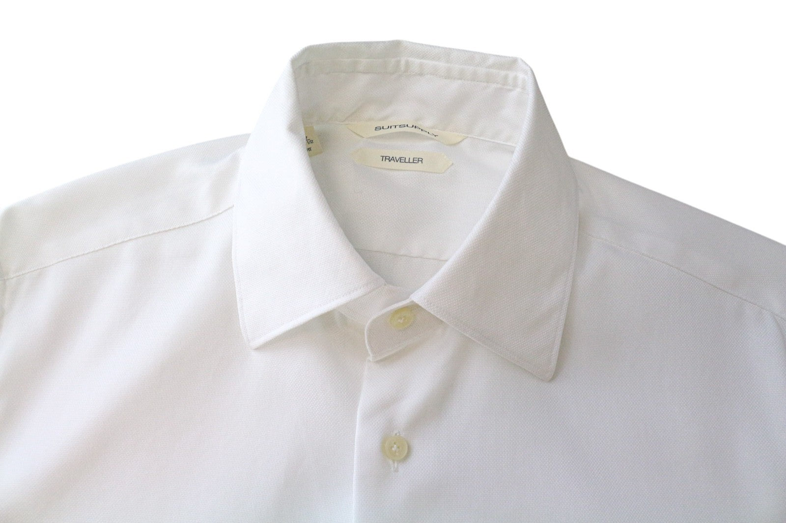 „SUITSUPPLY Traveller“ vyriški formalūs marškinėliai, 37/14.5, ploni balti, ilgomis rankovėmis 