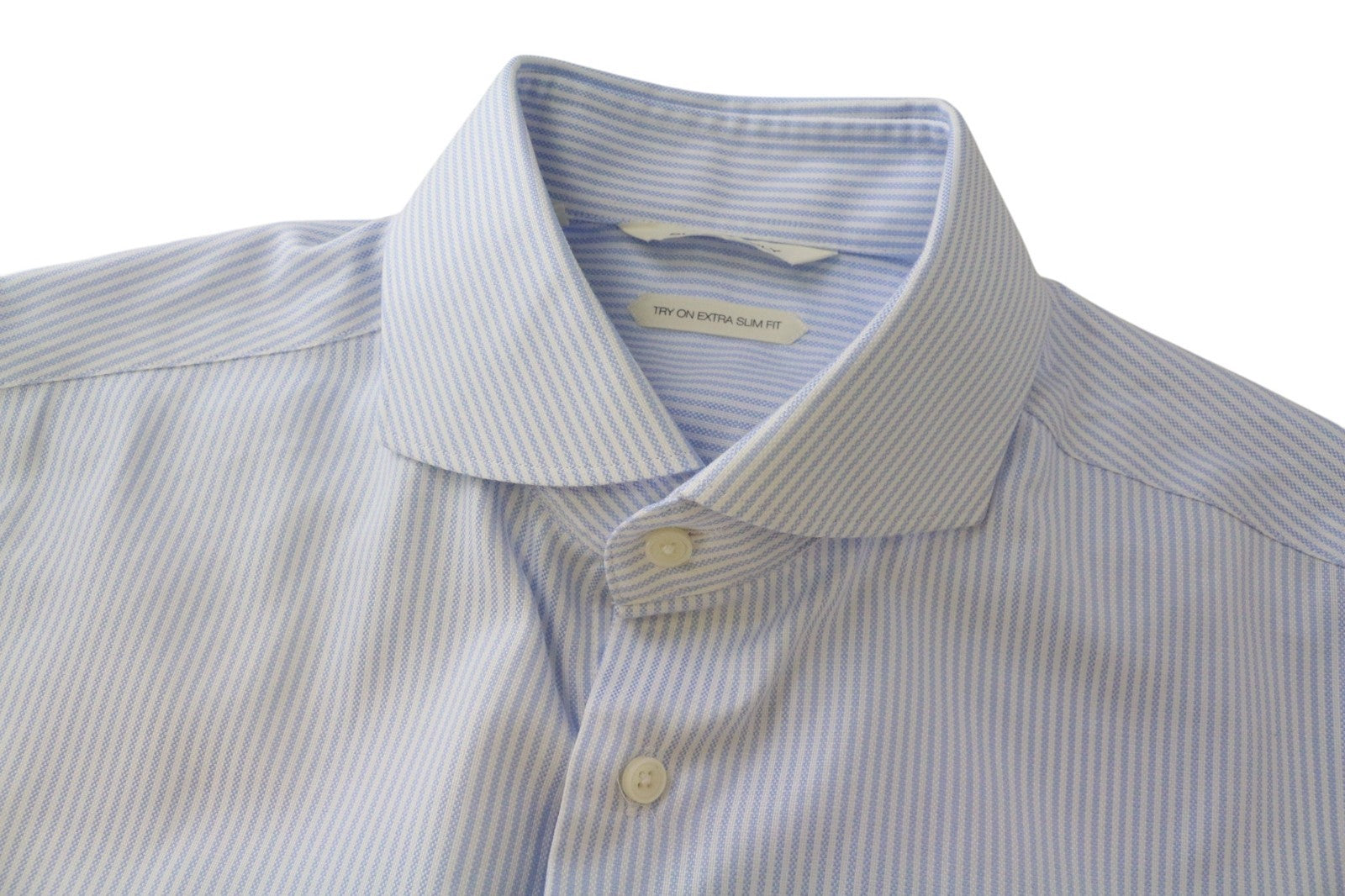 SUITSUPPLY Men's Formal Shirt 39L/15.5L Extra Slim Blue Pure Cotton Striped