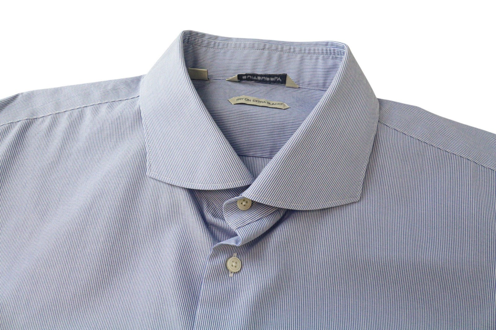 SUITSUPPLY Men's Formal Shirt 46-7/18L Extra Slim Blue Pure Stripe Cutaway