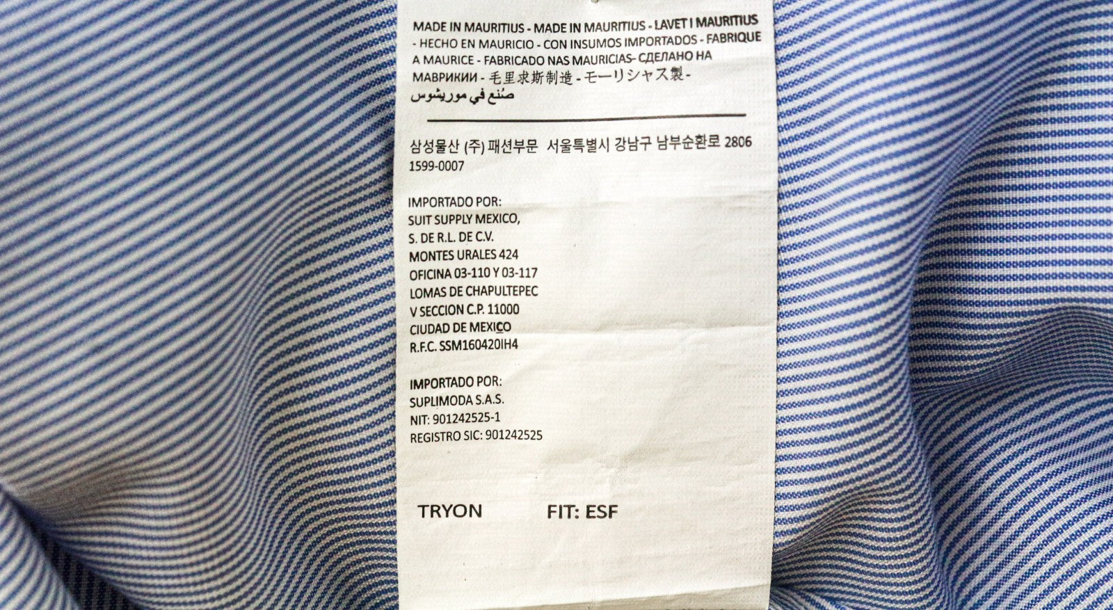 SUITSUPPLY Men's Formal Shirt 46-7/18L Extra Slim Blue Pure Stripe Cutaway