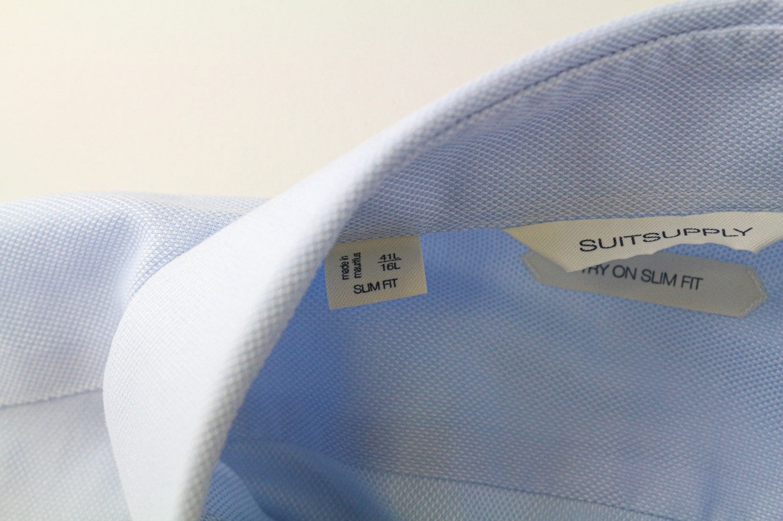 SUITSUPPLY Men's Formal Shirt 41L/16L Slim Blue Pure Cotton Cutaway Collar