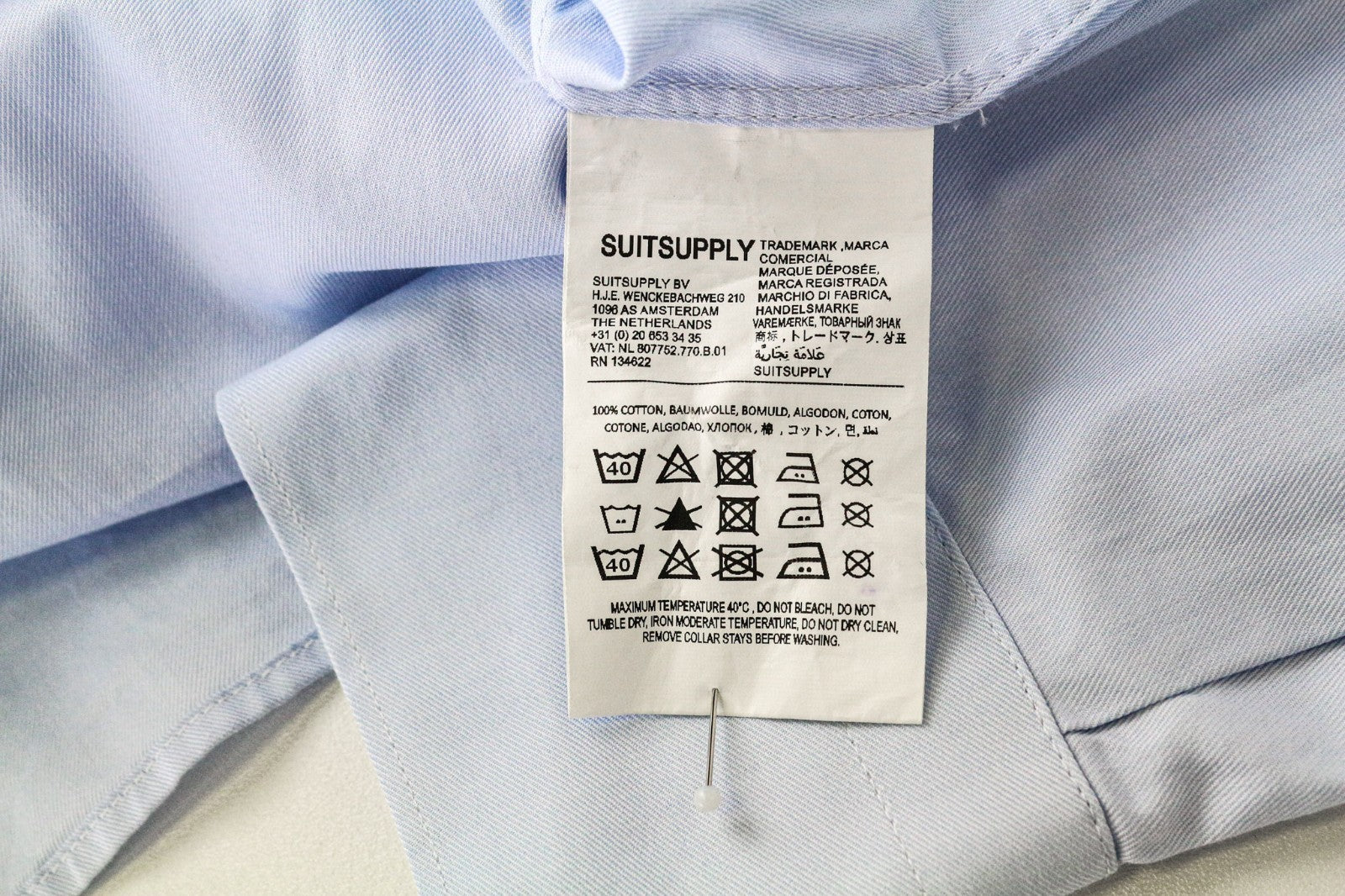 SUITSUPPLY vyriški formalūs marškiniai, 39L/15.5L, ypač ploni, mėlyni, gryno iškirptės audinio 