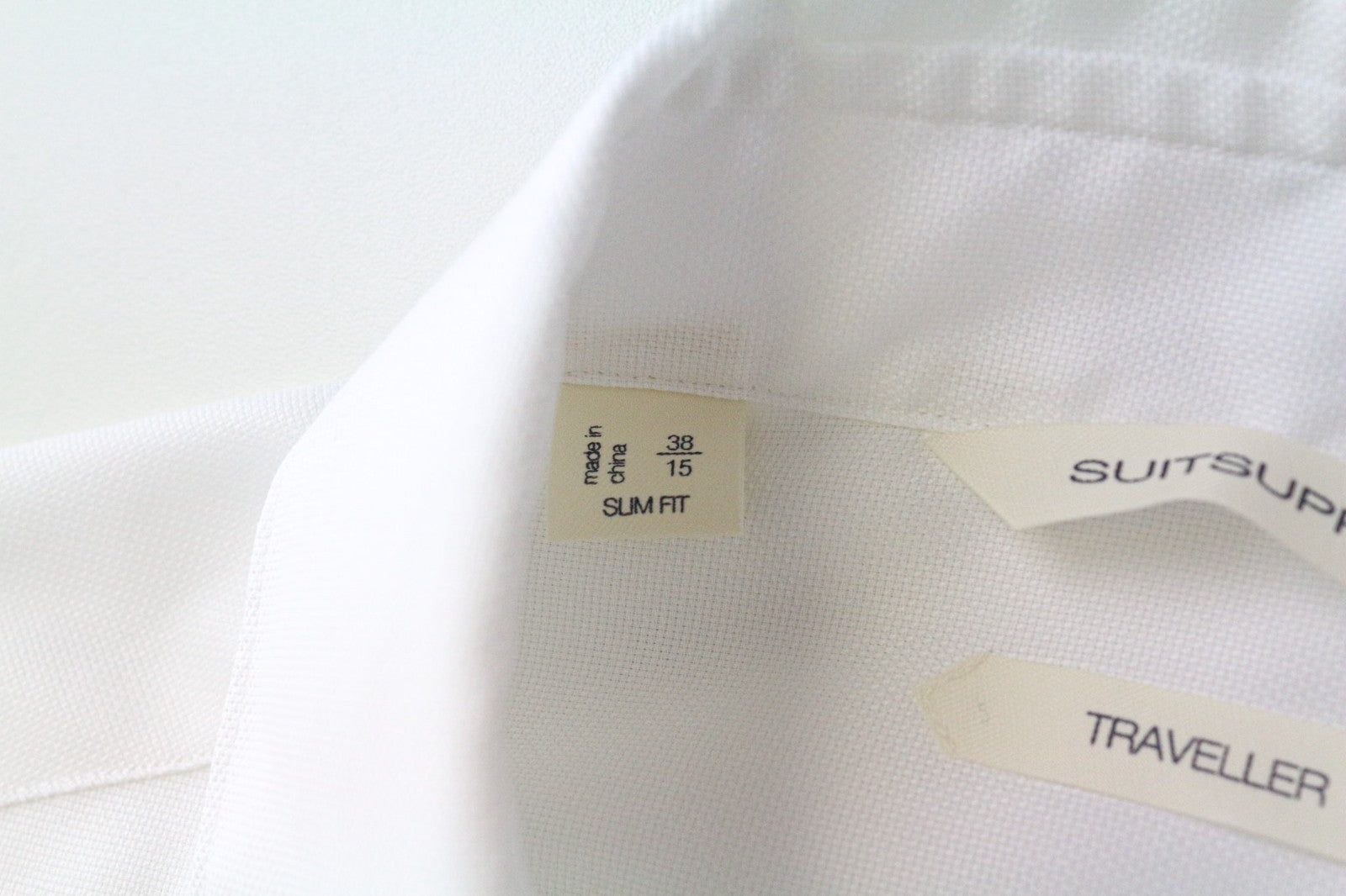 „SUITSUPPLY Traveller“ vyriški formalūs marškinėliai, 38/15, ploni, balti, grynos medvilnės, ilgomis rankovėmis 