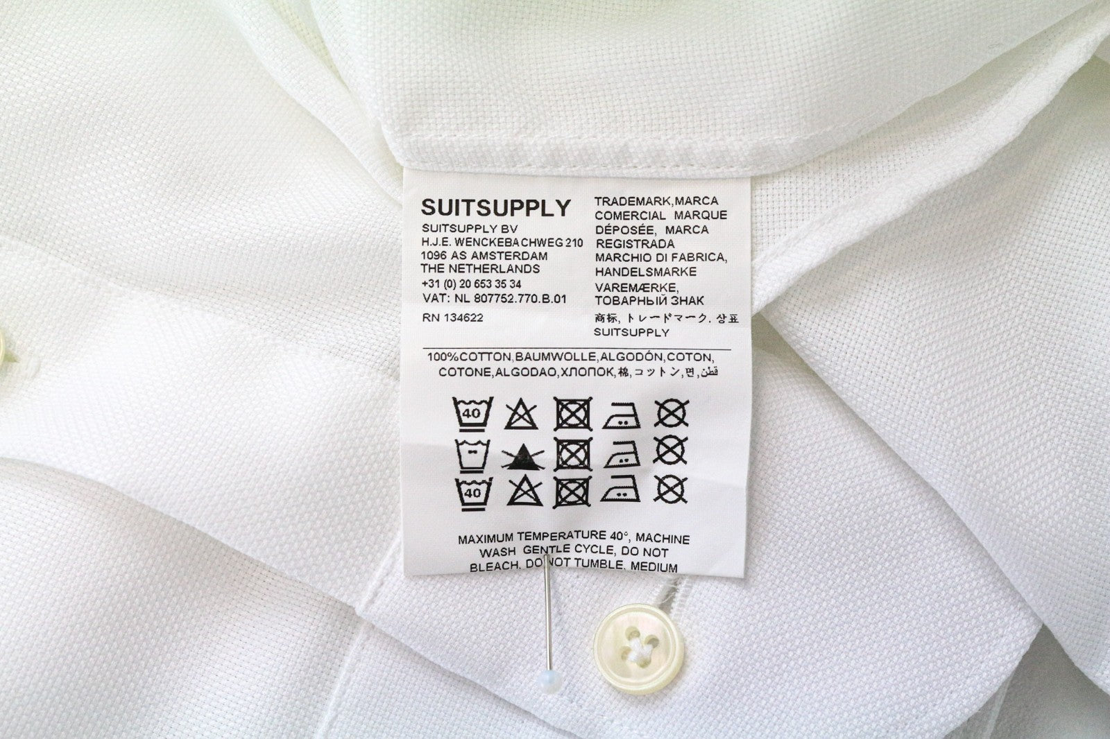 „SUITSUPPLY Traveller“ vyriški formalūs marškinėliai, 38/15, ploni, balti, grynos medvilnės, ilgomis rankovėmis 