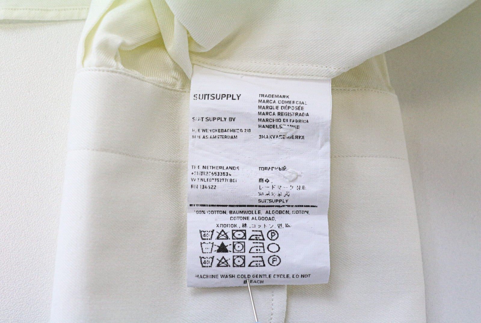 SUITSUPPLY Men's Formal Shirt ~M Slim Off-White Pure Cotton Long Sleeve