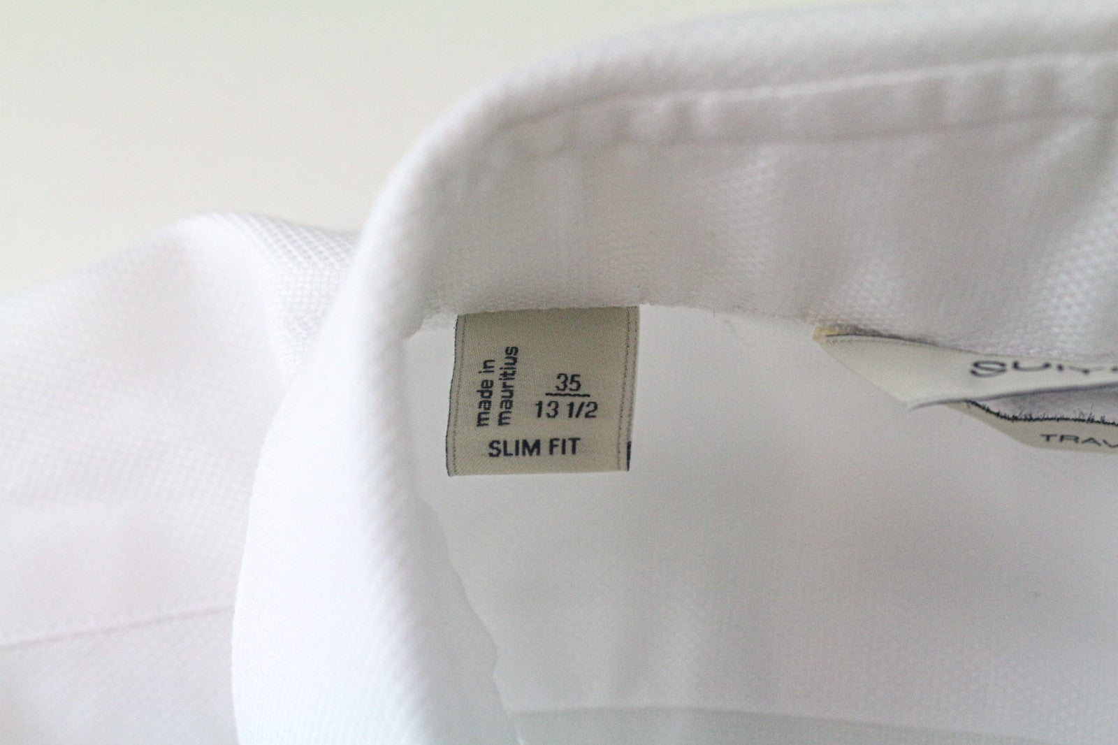 SUITSUPPLY Traveller Men's Formal Shirt 35/13.5 Slim White Spread Collar Twill