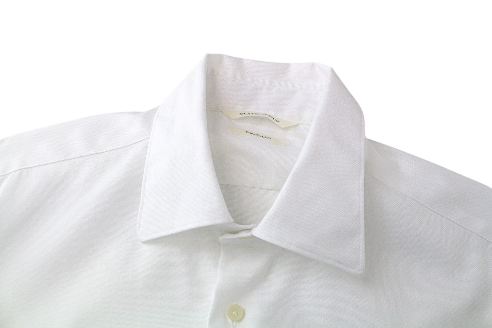 „SUITSUPPLY Traveller“ vyriški formalūs marškinėliai, 41/16, ploni, balti, grynos medvilnės, ilgomis rankovėmis 