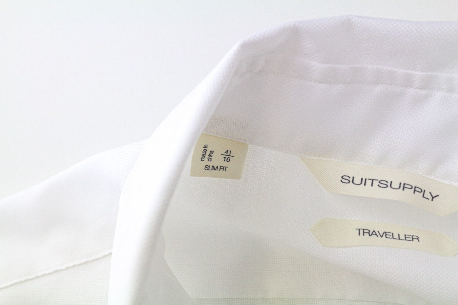 „SUITSUPPLY Traveller“ vyriški formalūs marškinėliai, 41/16, ploni, balti, grynos medvilnės, ilgomis rankovėmis 