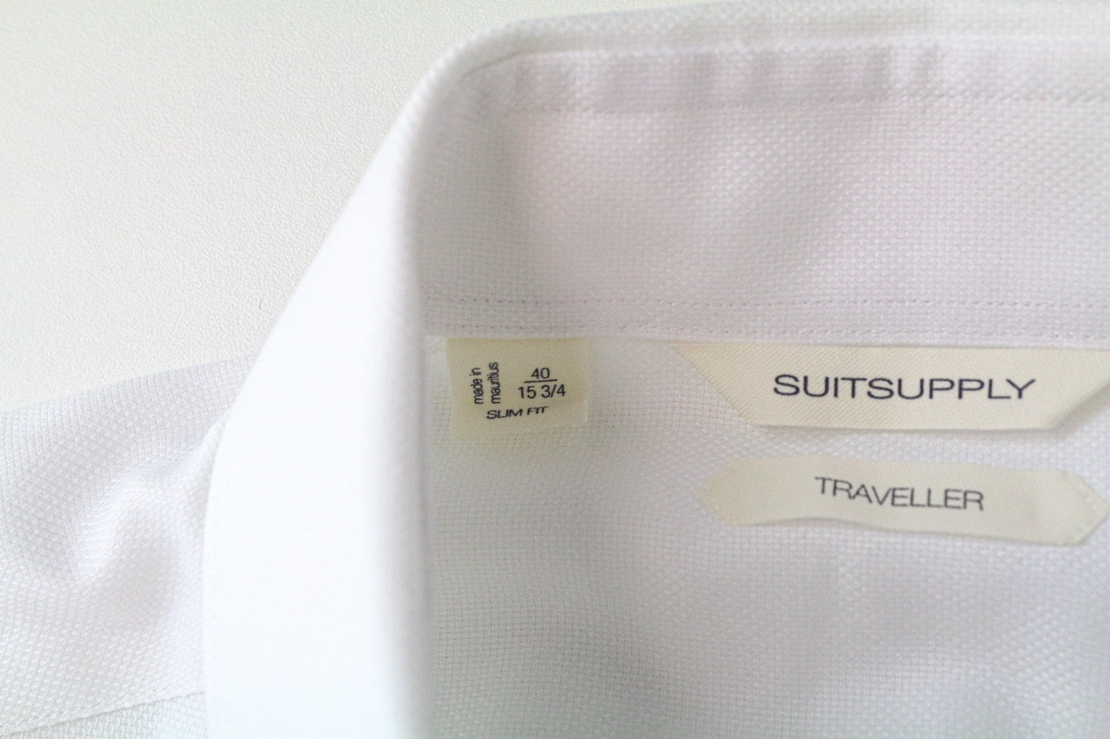 „SUITSUPPLY Traveller“ vyriški formalūs marškiniai, 40/15,75, balti, su sagomis 