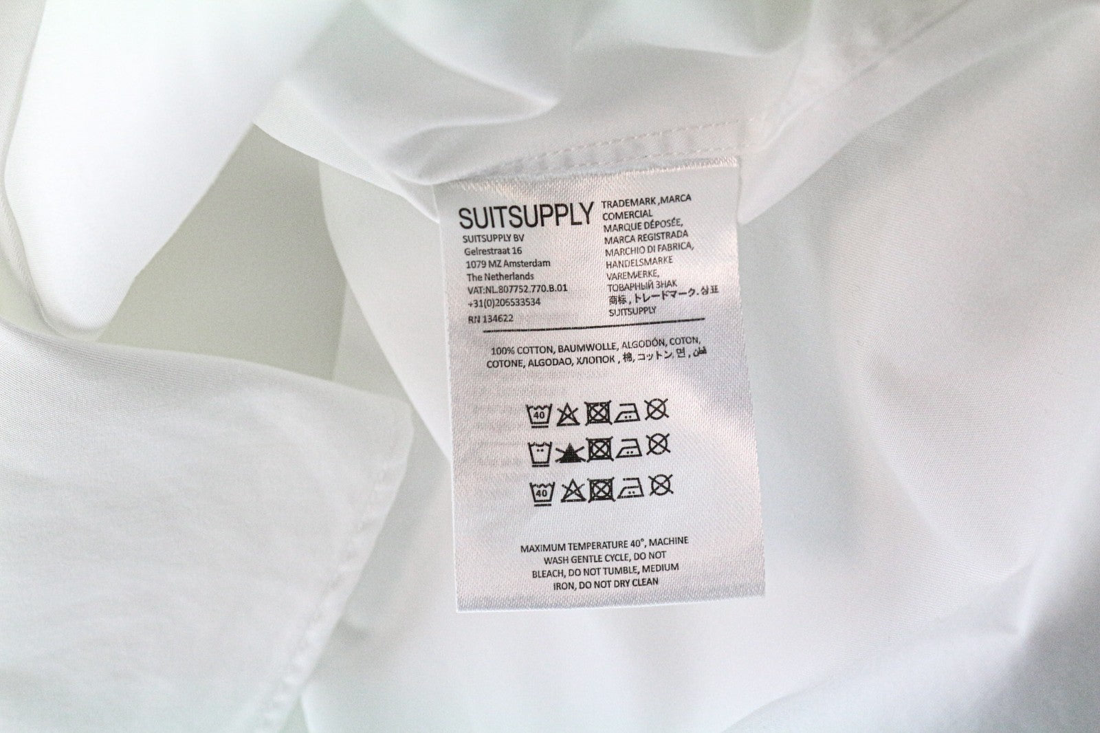 SUITSUPPLY vyriški formalūs marškinėliai, 38/15, ploni, balti, medvilniniai, ilgomis rankovėmis, klasikinio stiliaus 