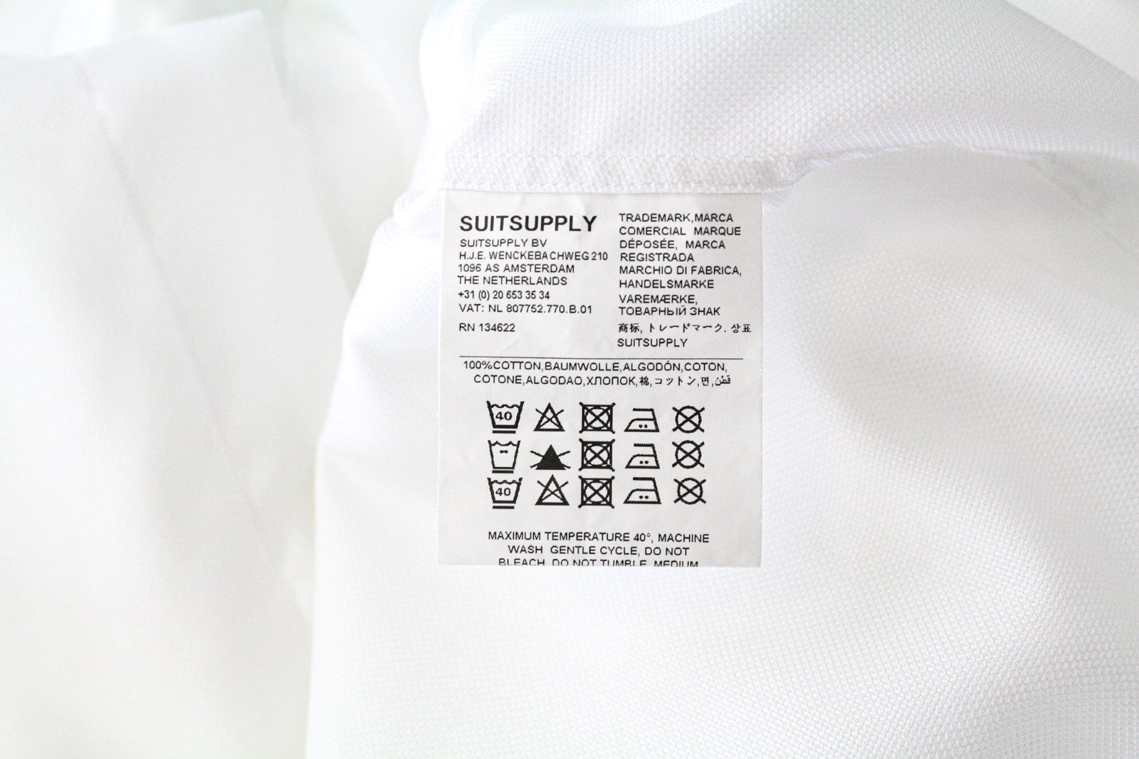 „SUITSUPPLY Traveller“ vyriški formalūs marškiniai, 43/17, ploni balti medvilniniai dryžuoti marškiniai 