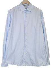 SUITSUPPLY Men's Formal Shirt 43-7/17L Slim Blue Cotton Button-Up Long Sleeve