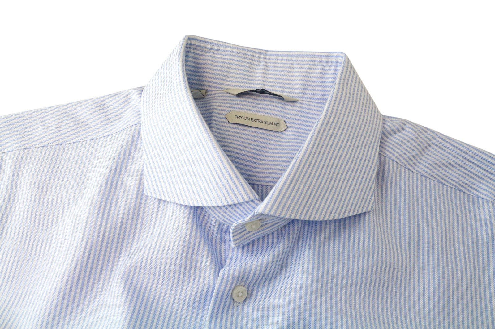 SUITSUPPLY Men's Formal Shirt 44L/17.5L Extra Slim Blue Cotton Twill