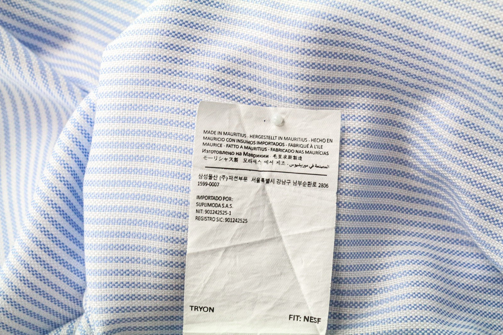 SUITSUPPLY Men's Formal Shirt 42/16.5 Extra Slim Blue Cotton Striped Classic