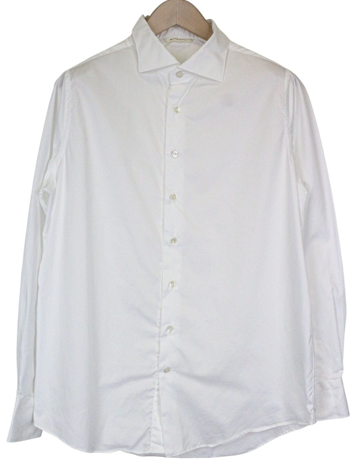 SUITSUPPLY Men's Formal Shirt ~M Slim White Cotton Button-Up Twill Classic