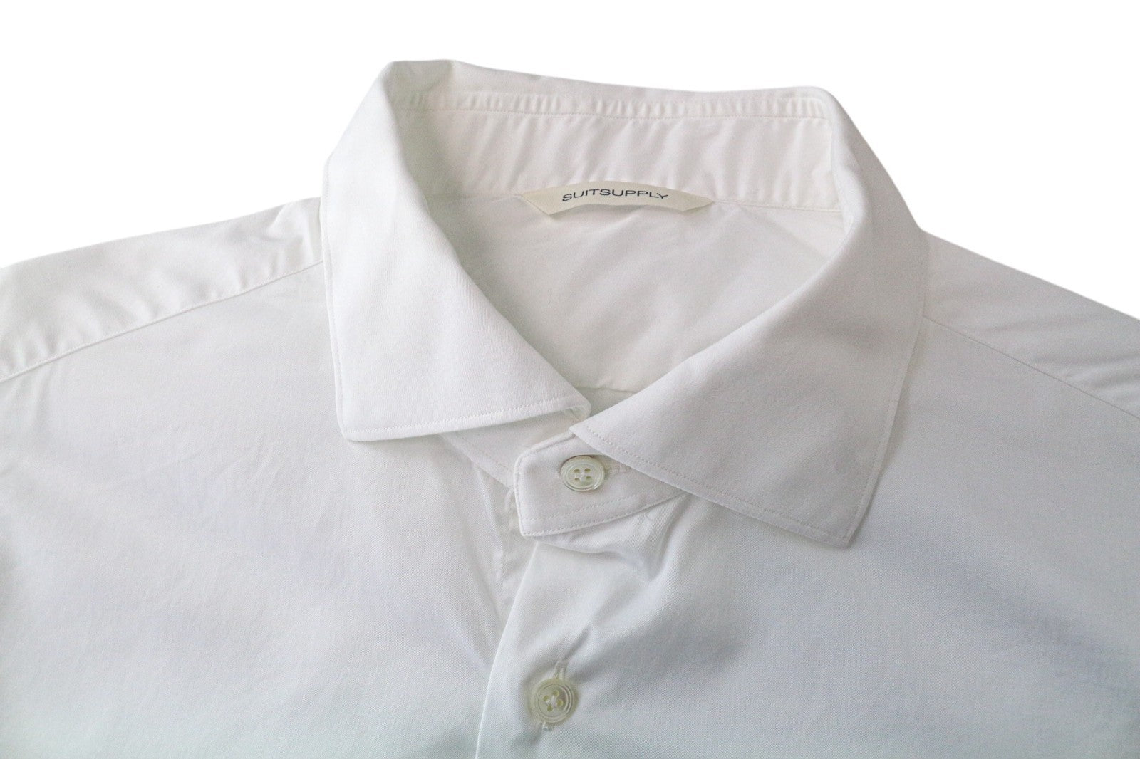 SUITSUPPLY Men's Formal Shirt ~M Slim White Cotton Button-Up Twill Classic