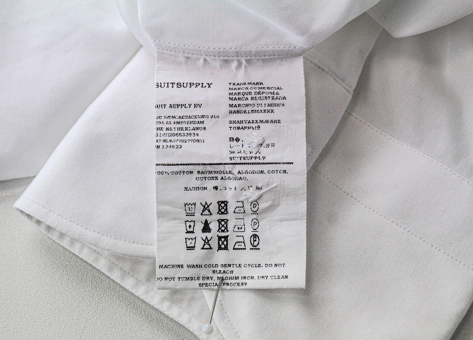 SUITSUPPLY Men's Formal Shirt ~M Slim White Cotton Button-Up Twill Classic