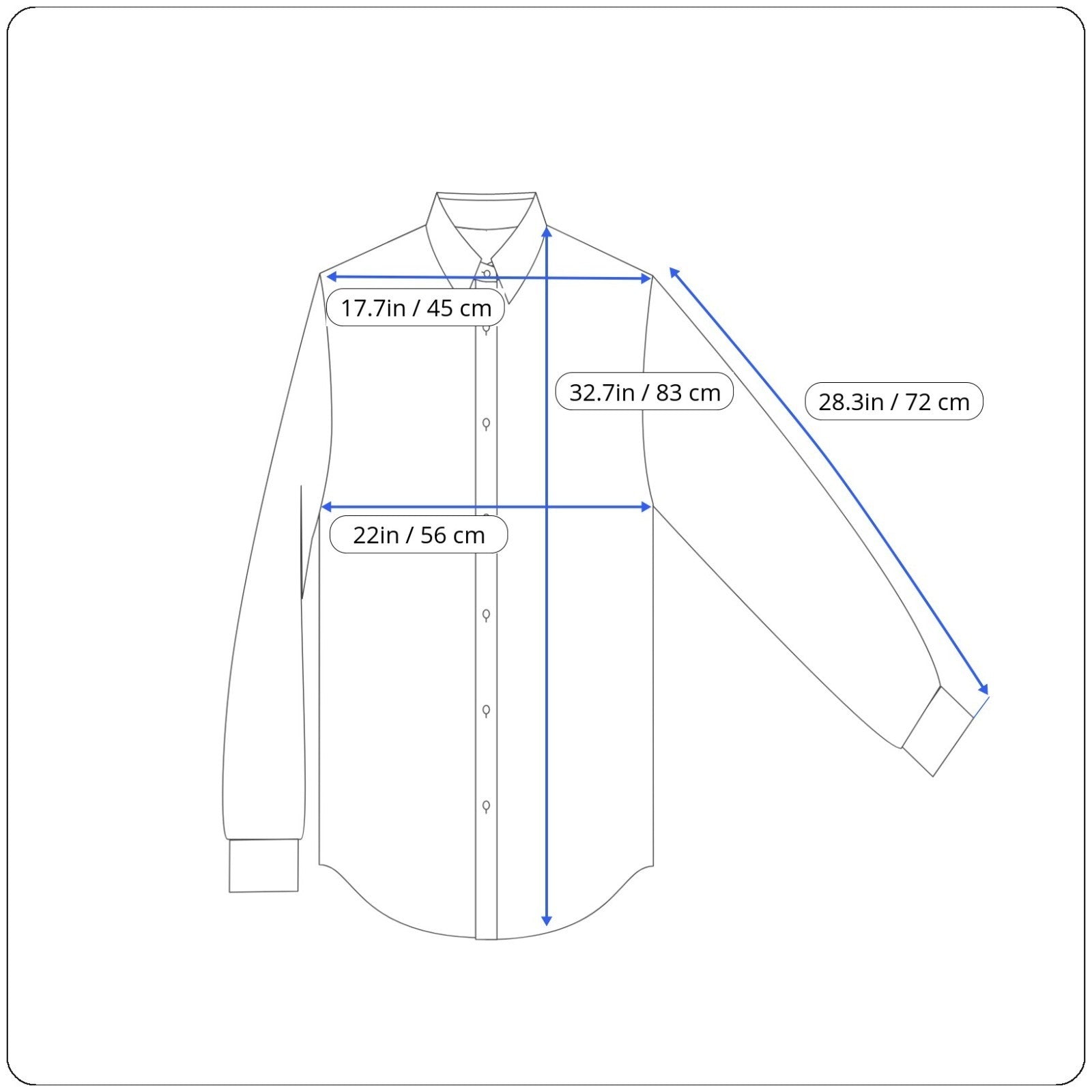 SUITSUPPLY Men's Formal Shirt 39L/15.5L Slim Blue Cotton Cutaway Collar