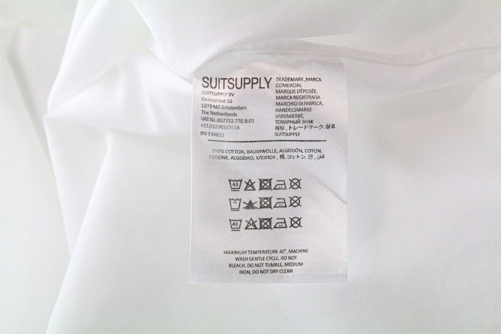 SUITSUPPLY vyriški formalūs marškinėliai 41/16 ploni balti medvilniniai ilgomis rankovėmis klasikinio stiliaus 