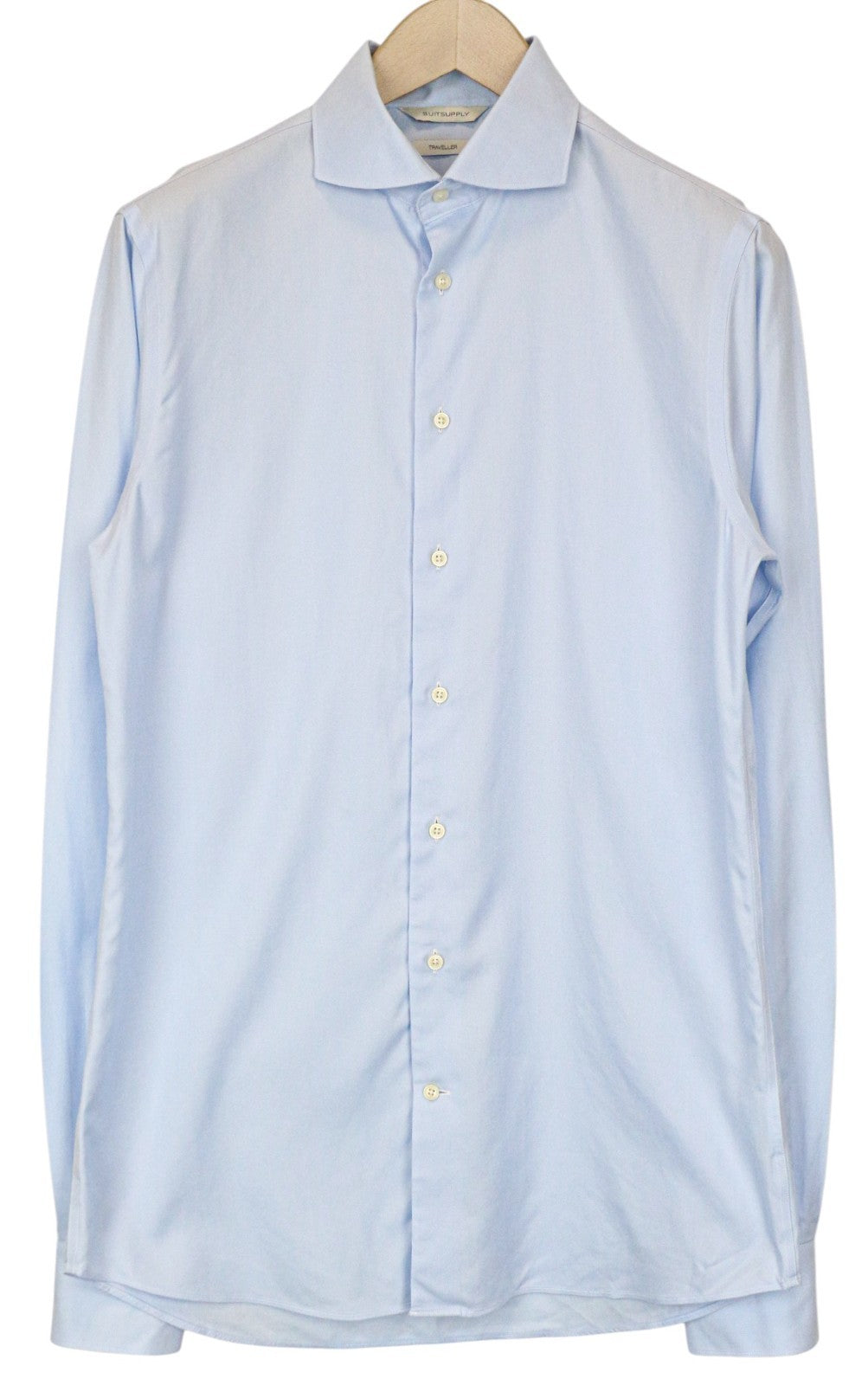 „SUITSUPPLY Traveller“ vyriški formalūs marškinėliai, 40–7/15,75 l, ypač ploni, mėlyni, medvilniniai 