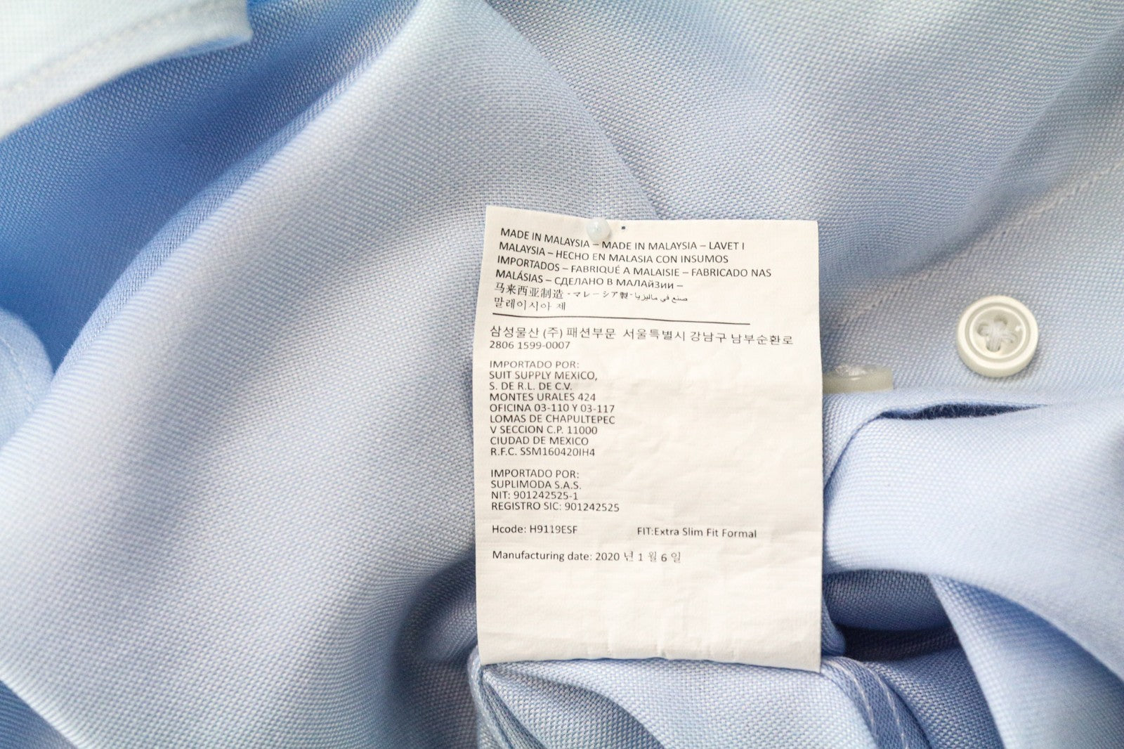 „SUITSUPPLY Traveller“ vyriški formalūs marškinėliai, 40–7/15,75 l, ypač ploni, mėlyni, medvilniniai 