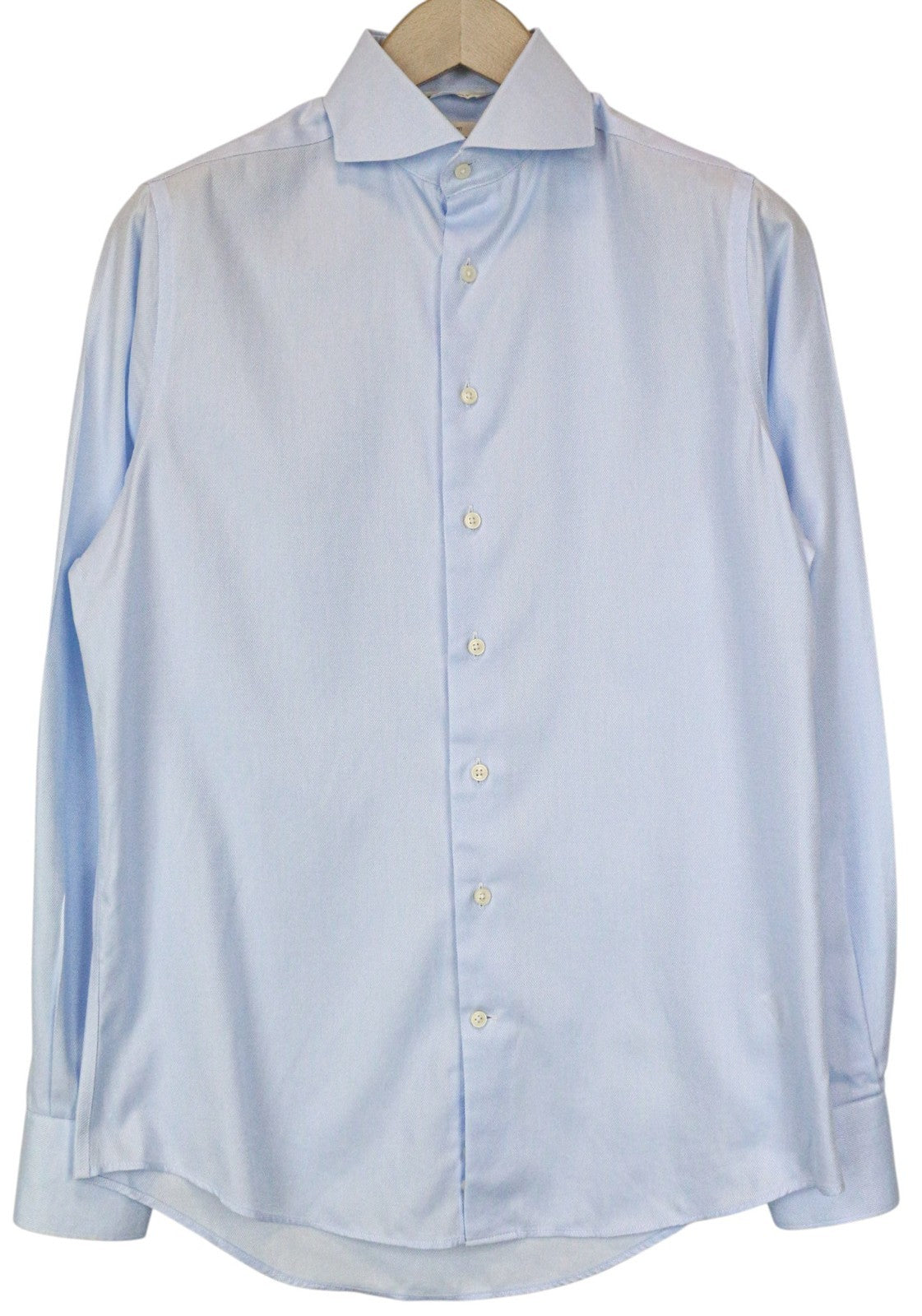 SUITSUPPLY Men's Formal Shirt 37/14.5 Slim Blue Cotton Cutaway Long Sleeve