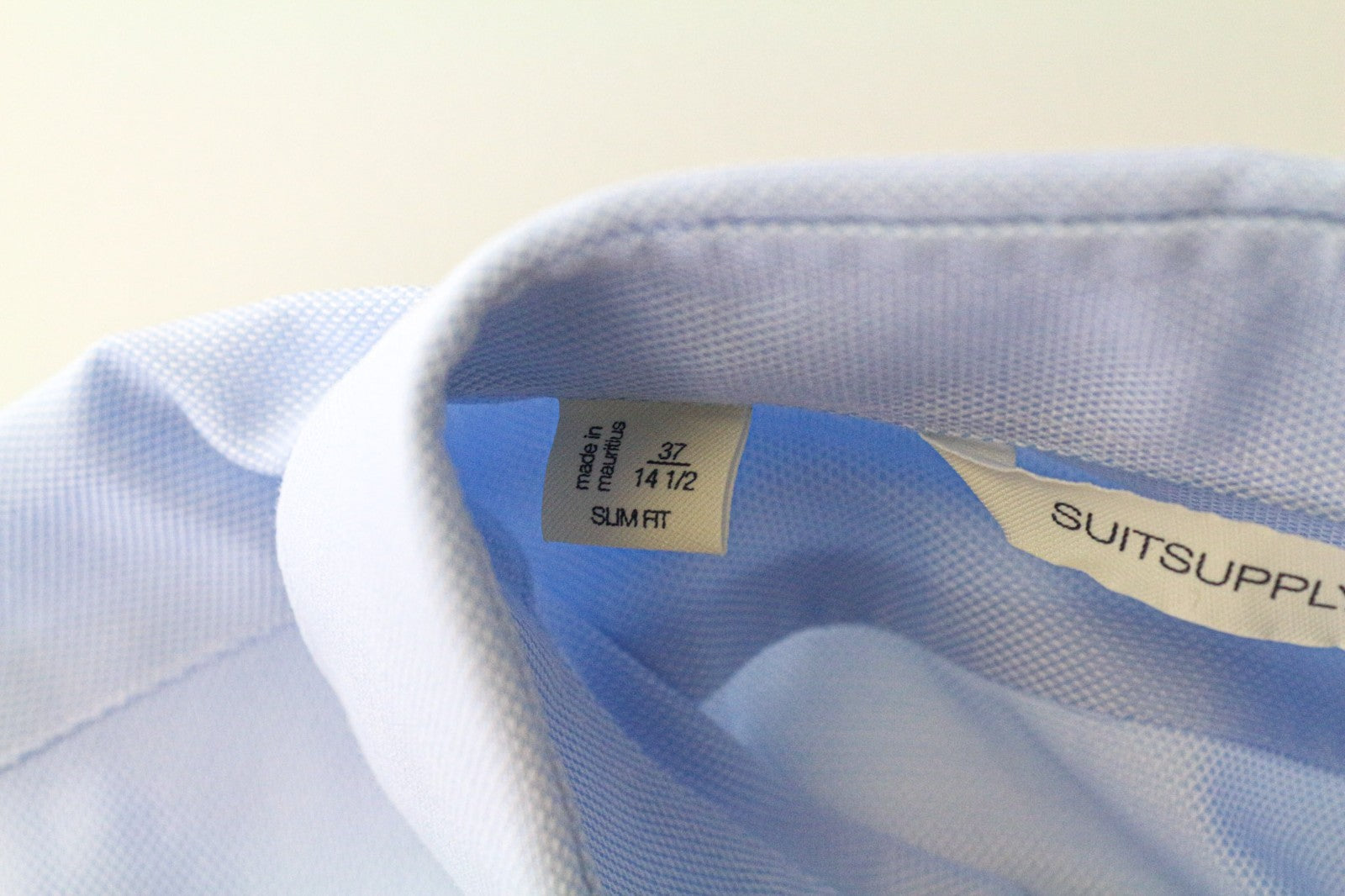 SUITSUPPLY Men's Formal Shirt 37/14.5 Slim Blue Cotton Cutaway Long Sleeve