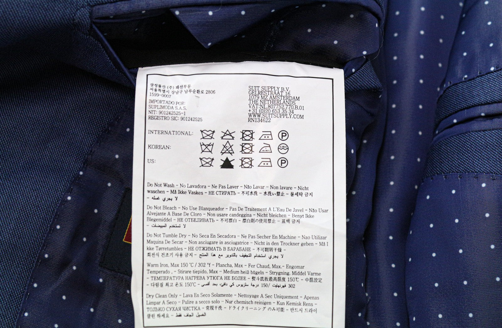 SUITSUPPLY La Spalla vyriškas švarkas UK48S vidutinės mėlynos spalvos plonas vilnonis švarkas S150s ryklio odos audinys 