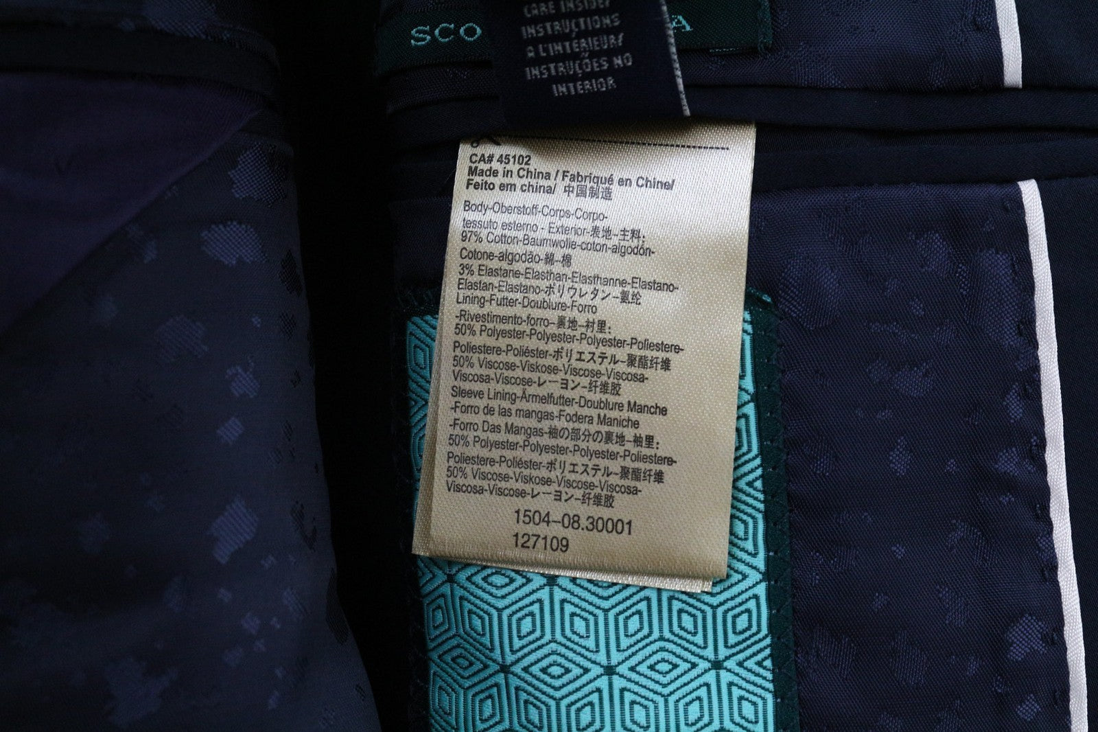 SCOTCH &amp; SODA vyriškas švarkas S, mėlynas, tamprus medvilninis švarkas su pamušalu ir dviem sagomis 